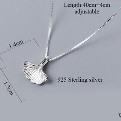 Ginkgo Leaf Flower Necklace, 925 Sterling Silver,..