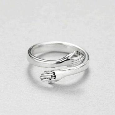 Fashion Silver Open Hug Ring, Girlfriend Gift,925..