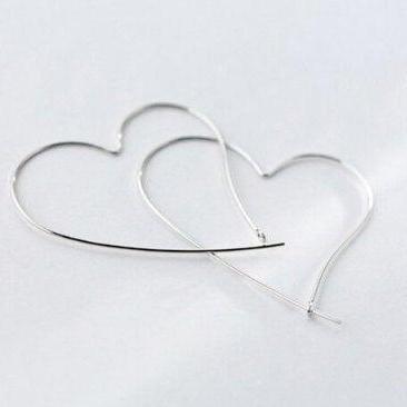 Fashion Heart Hoop Silver Earring 925 Sterling..