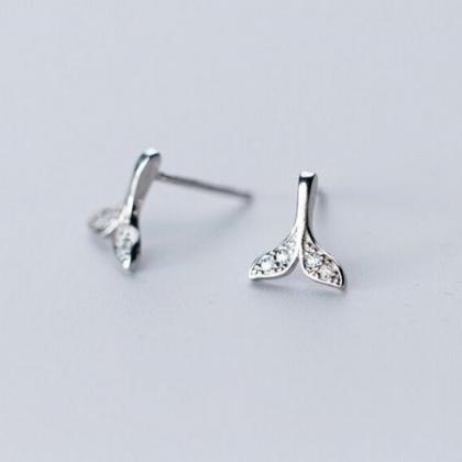 Unique Design Whale Mermaid Tail Studs Earring,925..
