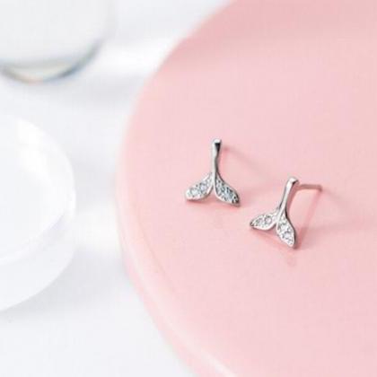 Unique Design Whale Mermaid Tail Studs Earring,925..