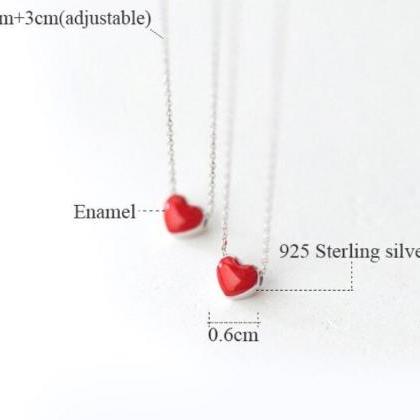 Red Heart Pendant Necklace, 925 Ste..