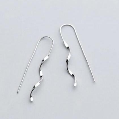 Drop Simple Line Spiral Earring, Wedding Gift,tiny..