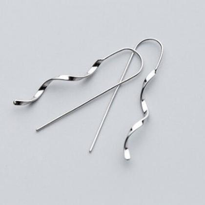 Drop Simple Line Spiral Earring, Wedding Gift,tiny..
