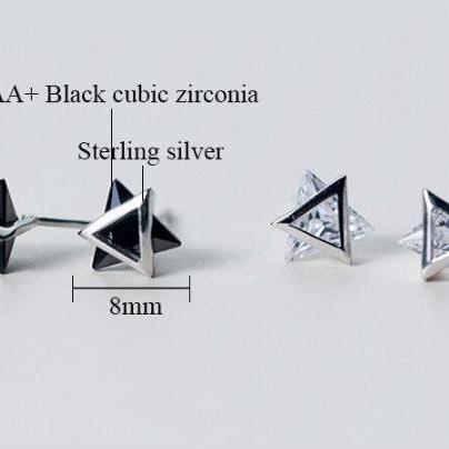 Silver Star Cubic Zircon Dainty Studs Earring, 925..
