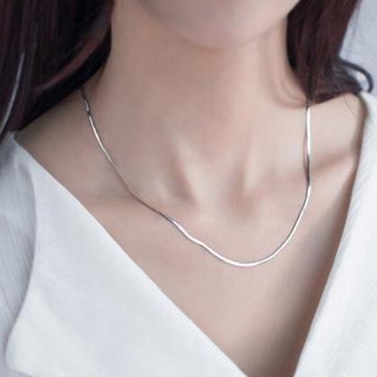 Unisex Flat Chain, 925 Sterling Silver Necklace,..