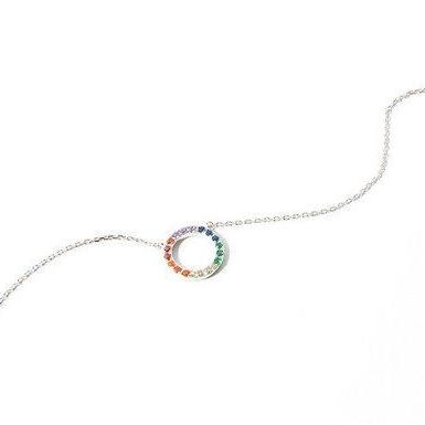 Rainbow Circle Necklace 925 Sterling Silver,..