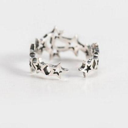 Hollow Star Band,925 Sterling Silve..