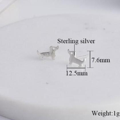 Cute Dog Simple Studs Earring, 925 Sterling Silver..