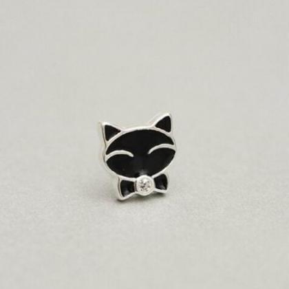 Cute Lovely Cat Studs Earring,925 Sterling..