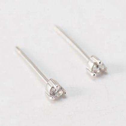 Small Tiny Cz Silver Studs Earring,925 Sterling..