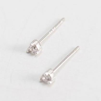 Small Tiny Cz Silver Studs Earring,925 Sterling..