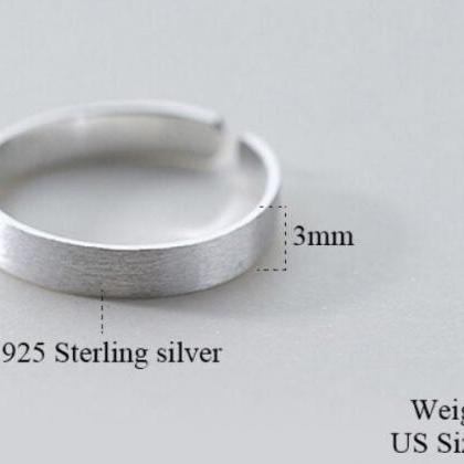 Minimalist Open Silver Simple Ring, 925 Sterling..