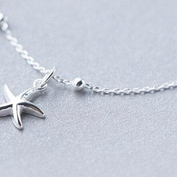 Beautiful Sea Star Fish Summer Anklet,925 Sterling..