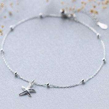 Beautiful Sea Star Fish Summer Anklet,925 Sterling..