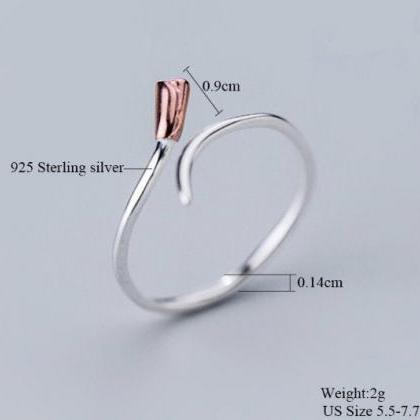 Fashion Small Flower Open Ring 925 Sterling Silver..