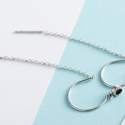 Silver Long Link Drop Earring,wedding Gift,dainty..