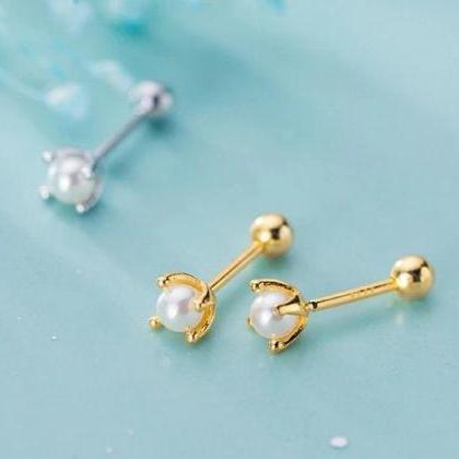 Pearl Studs Gold Earring, Dainty Earring, Tiny..