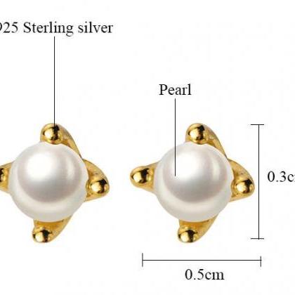 Pearl Studs Gold Earring, Dainty Earring, Tiny..