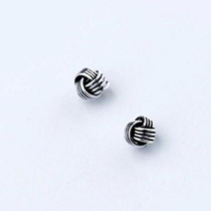 Tiny Knot Ball Studs Earring, Twine Twisted Love..