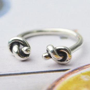 Creative Knotted Open Ring, 925 Sterling Silver..