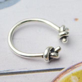 Creative Knotted Open Ring, 925 Sterling Silver..