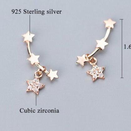 Star Studs, Silver Earrings, 925 Sterling Silver,..