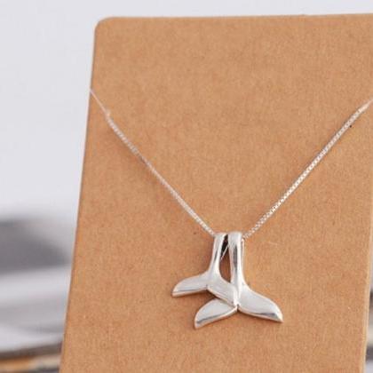 Whale Double Tail Necklace, 925 Sterling..
