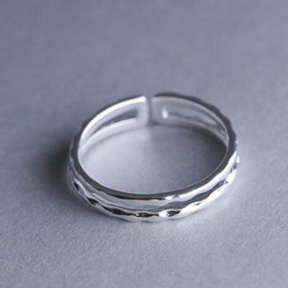 Double Layer Silver Women Ring, 925 Sterling..