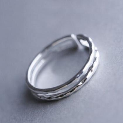 Double Layer Silver Women Ring, 925 Sterling..