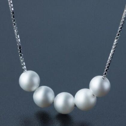 Pearl Pendant Necklace, 925 Sterling Silver,..