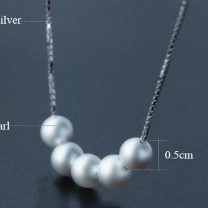 Pearl Pendant Necklace, 925 Sterling Silver,..