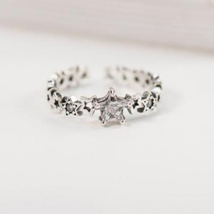 925 Sterling Silver Ring, Engagement Ring,star..