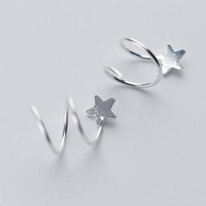 Star Studs, Silver Earrings, 925 Sterling Silver,..