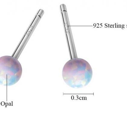 Opal Studs, Silver Earrings, 925 Sterling Silver,..
