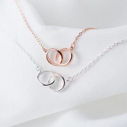 Double Circle Pendent Necklace, 925 Sterling..