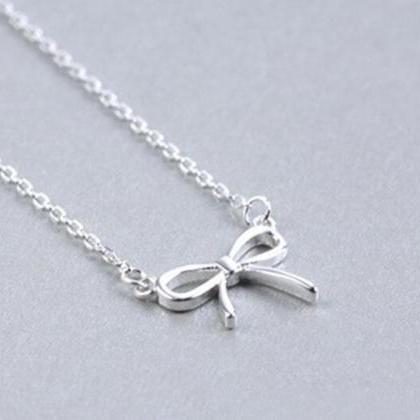 Bow-knot Pendent Necklace, 925 Sterling Silver ,..