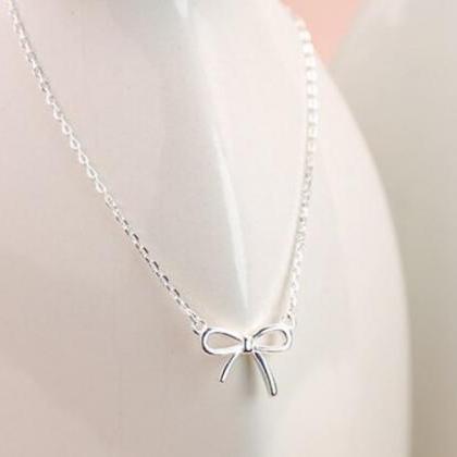 Bow-knot Pendent Necklace, 925 Sterling Silver ,..