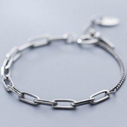 Curb Cuban Link Chain Bracelet.charm Bracelet.925..