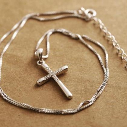 Cross Necklace, 925 Sterling Silver Necklace,..