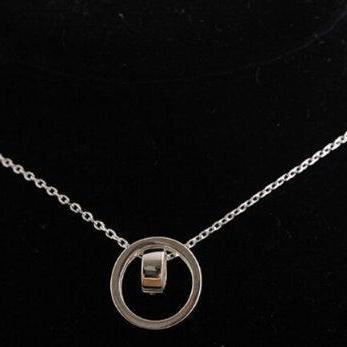 Fashion Double Circle Pendant Women Necklace,925..