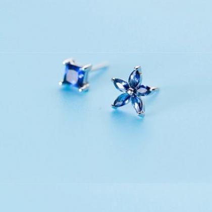 Flower & Rectangle Earring, 925..