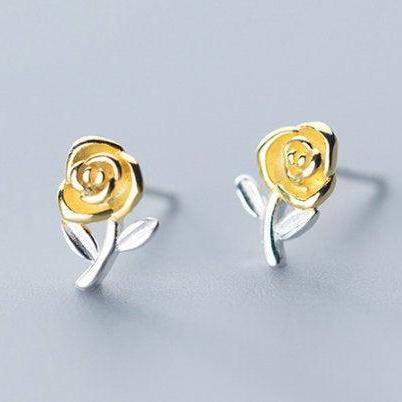 Cute Rose Flower Girlfriend Gift Earring,925..