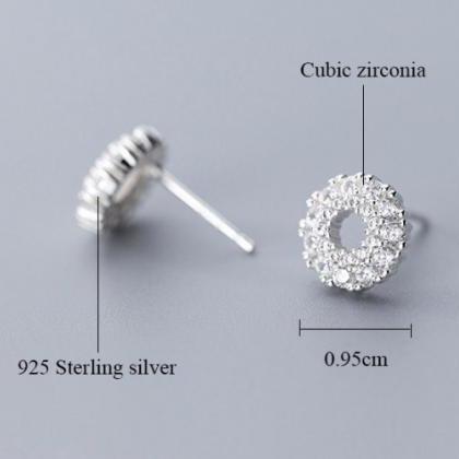 Cute Round Small Cz Girlfriend Gift Earring,925..