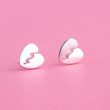 Cute Broken Heart Girlfriend Gift Earring,925..