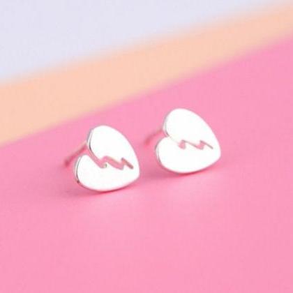 Cute Broken Heart Girlfriend Gift Earring,925..