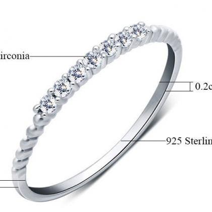 925 Sterling Silver Ring, Zircon Ri..