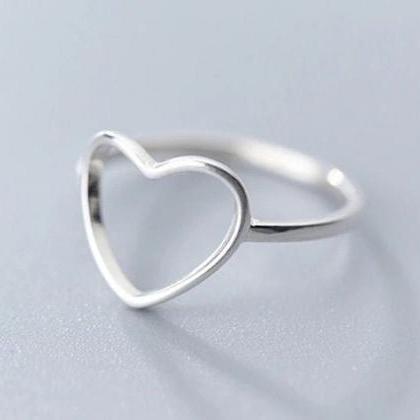 925 Sterling Silver Ring, Heart Shape Ring,..