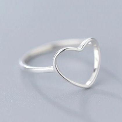 925 Sterling Silver Ring, Heart Shape Ring,..