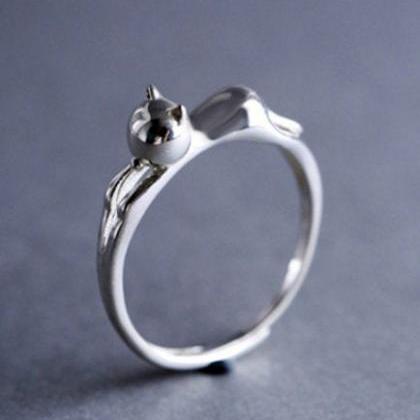 Cute Naughty Black Cat Open Ring,dainty Ring,..